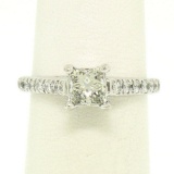 14K White Gold 1.32 ctw H VS1 Prong Set Princess Cut Diamond Engagement Ring Sz