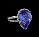 7.11 ctw Tanzanite and Diamond Ring - 14KT White Gold