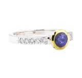 0.95 ctw Sapphire and Diamond Ring - 18KT White and Yellow Gold