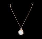 23.65 ctw Opal and Diamond Pendant With Chain - 14KT Rose Gold