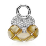 14k White Gold 0.43CTW Mother Of Pearl and Diamond Pendant, (I1-I2/Yellow/H-I)