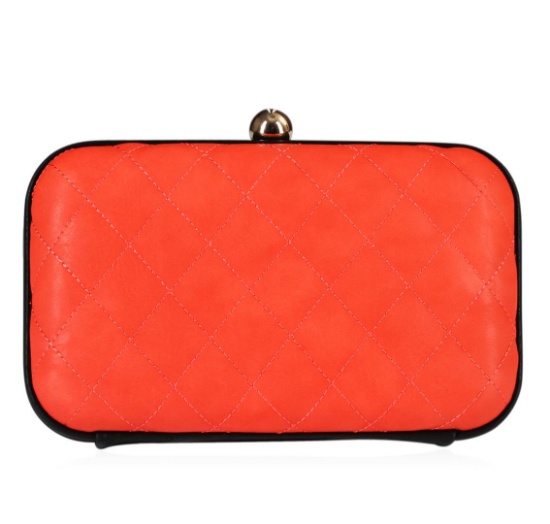 Coral Tufted Evening Clutch