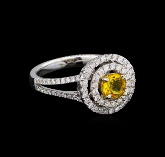 14KT White Gold 0.44 ctw Citrine and Diamond Ring