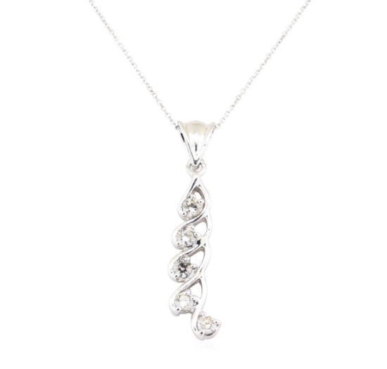 0.50 ctw Diamond Descending Pendant with Chain - 14KT White Gold