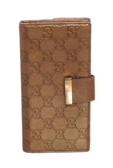 Gucci Metallic Gold Guccissima Leather Long Wallet