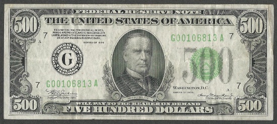 1934 $500 Federal Reserve Note Chicago
