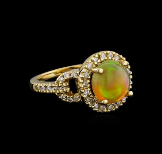 2.56 ctw Opal and Diamond Ring - 14KT Yellow Gold