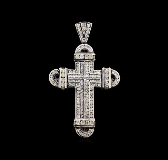 16.24 ctw Diamond Cross Pendant - 10KT White Gold