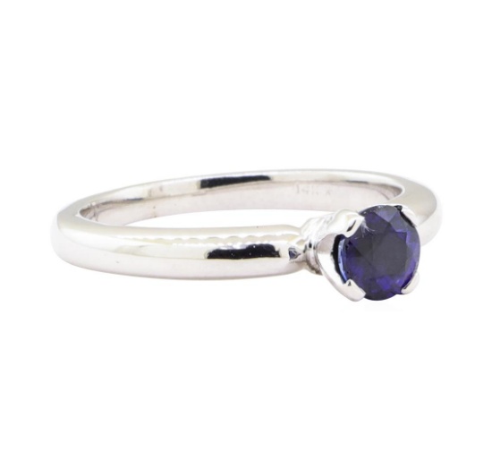 0.70 ctw Sapphire Solitaire Ring - 14KT White Gold