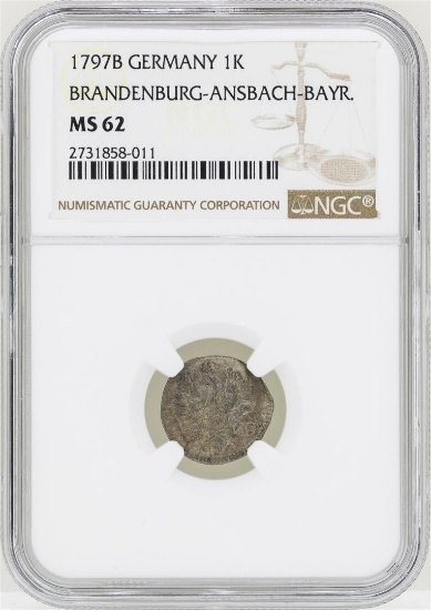 1797B Germany Kreuzer Brandenburg-Ansbach-Bayr Coin NGC MS62