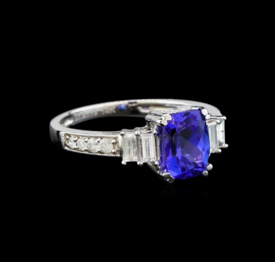 14KT White Gold 1.28 ctw Tanzanite and Diamond Ring