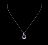 Crayola 7.90 ctw Pink Amethyst Pendant With Chain - 14K White Gold