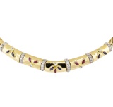 1.58 ctw Ruby, Sapphire and Diamond Necklace - 18KT Yellow and White Gold
