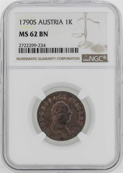 1790-S Austria Joseph II Kreuzer Coin NGC MS62BN