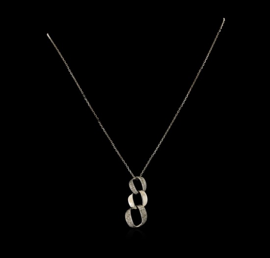 0.73 ctw Diamond Pendant With Chain - 14KT White Gold