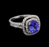 2.05 ctw Tanzanite and Diamond Ring - 14KT White Gold