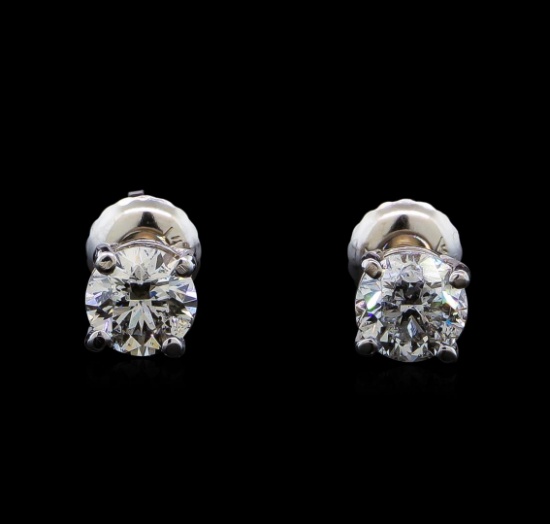 1.15 ctw Diamond Stud Earrings - 14KT White Gold