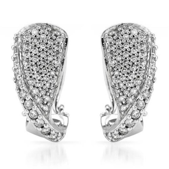 14k White Gold 1.00CTW Diamond Earrings, (I1-I2/G-H)