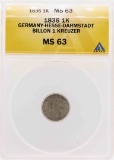 1836 Germany-Hesse-Darmstadt Billion Kreuzer Coin ANACS MS63