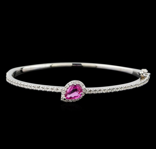 1.08 ctw Pink Sapphire and Diamond Bracelet - 14KT White Gold