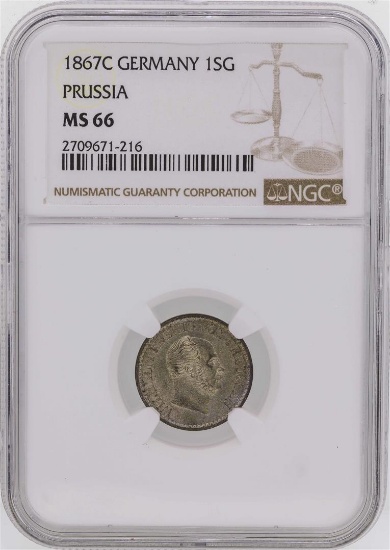 1867C Germany 1 Silber Groschen Prussia Coin NGC MS66