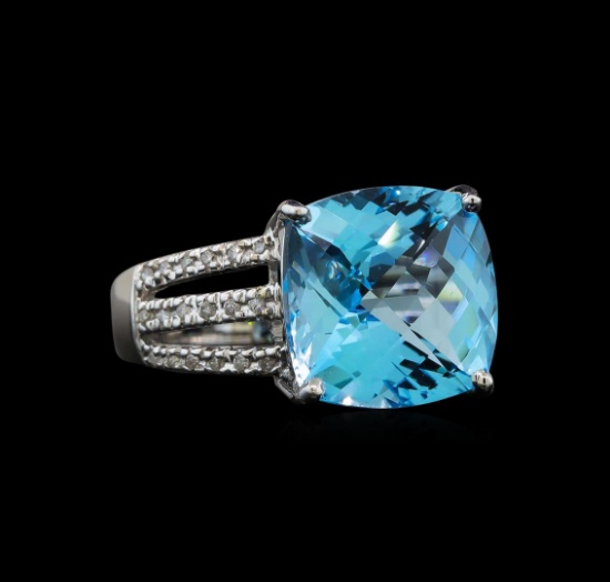 14KT White Gold 9.91 ctw Topaz and Diamond Ring