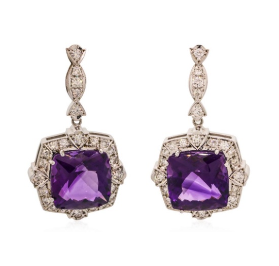14KT White Gold 22.5 ctw Amethyst and Diamond Earrings
