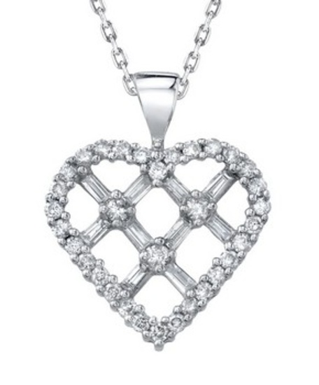 14k White Gold 1.00CTW Diamond Pendant, (SI2 /G-H)