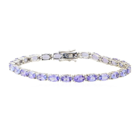 10.92 ctw Tanzanite and Diamond Bracelet - 14KT White Gold