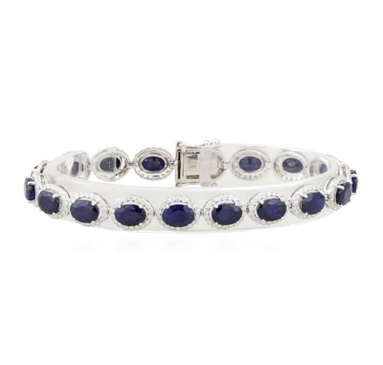 18.28 ctw Sapphire and Diamond Bracelet - 14KT White Gold