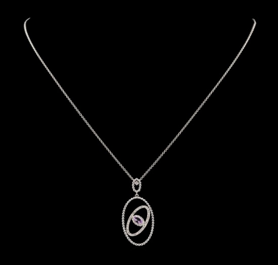 0.25 ctw Morganite and Diamond Pendant With Chain - 14KT White Gold