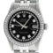 Rolex Mens Stainless Steel Black String Diamond 36MM Datejust Wristwatch