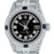 Rolex Ladies Stainless Steel 26MM Black String Diamond Lugs Datejust Wristwatch