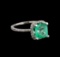 3.32 ctw Emerald and Diamond Ring - 14KT White Gold