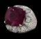 17.68 ctw Pink Tourmaline and Diamond Ring - 18KT White Gold