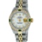Rolex Ladies 2 Tone White Diamond & Emerald Datejust Wristwatch