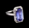 4.47 ctw Tanzanite and Diamond Ring - 14KT White Gold