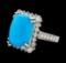 9.30 ctw Turquoise and Diamond Ring - 14KT White Gold