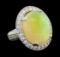 17.30 ctw Opal and Diamond Ring - 14KT White Gold