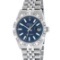 Rolex Mens Stainless Steel 36MM Blue Index Diamond Datejust Wristwatch