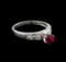 0.75 ctw Pink Tourmaline and Diamond Ring - 14KT White Gold