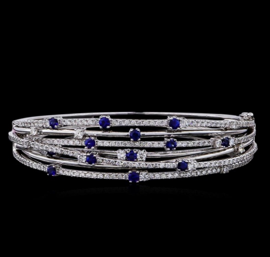 1.35 ctw Sapphire and Diamond Bracelet - 14KT White Gold