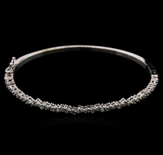 1.00 ctw Diamond Bangle Bracelet - 14KT White Gold