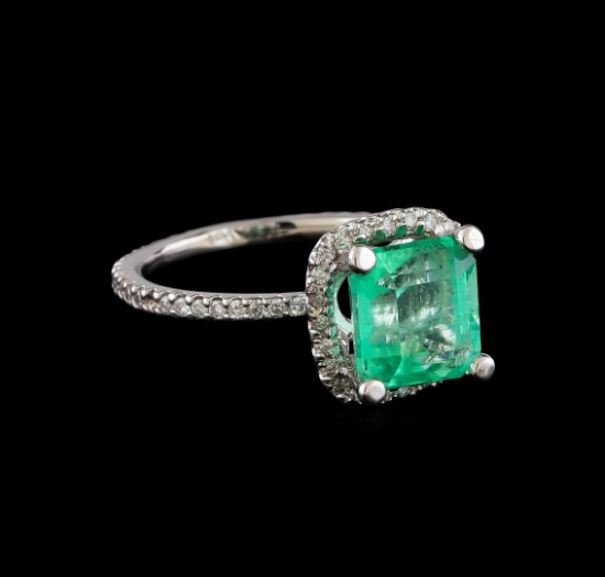 3.32 ctw Emerald and Diamond Ring - 14KT White Gold