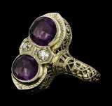 2.00 ctw Amethyst and Diamond Ring - 18KT White Gold