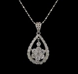 14KT White Gold 1.11 ctw Diamond Pendant With Chain