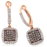 14k Rose Gold  0.73CTW Diamond and Brown Diamonds Earrings
