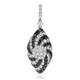 18k White Gold 1.55CTW Diamondand Black Diamonds Pendant, (VS1-VS2/G)