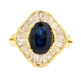 2.90 ctw Sapphire and Diamond Ring - 18KT Yellow Gold