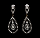 1.21 ctw Diamond Earrings - 14KT Rose With Black Rhodium Gold
